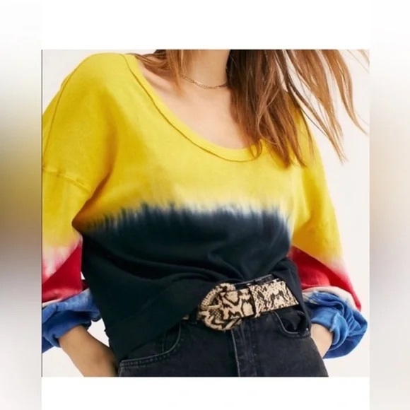 Free People - We The Free Oversized Point Break Tie Dye Multicolored Top Size M - Picture 1 of 11